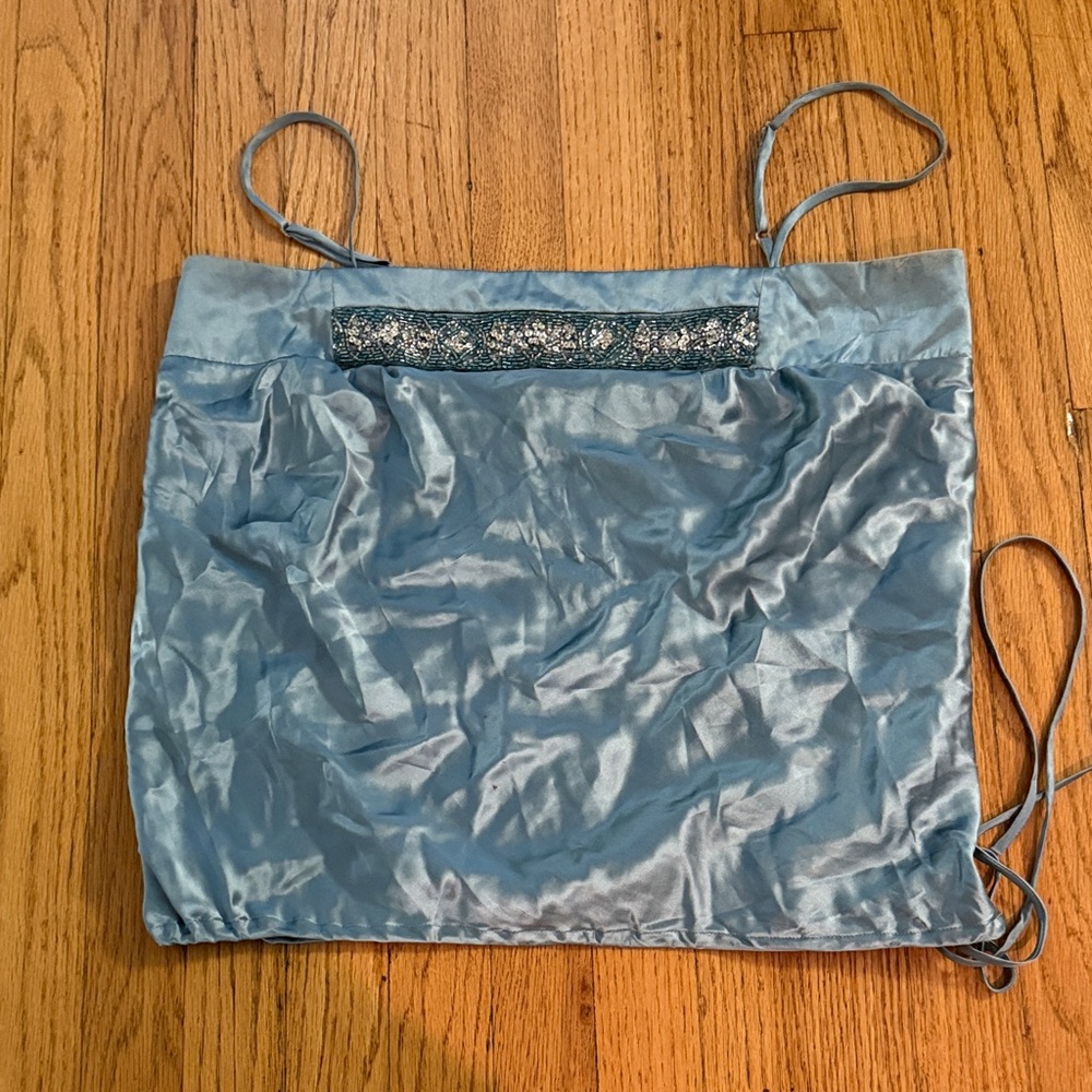 Light Blue 100% silk Camisole with Decorative Front